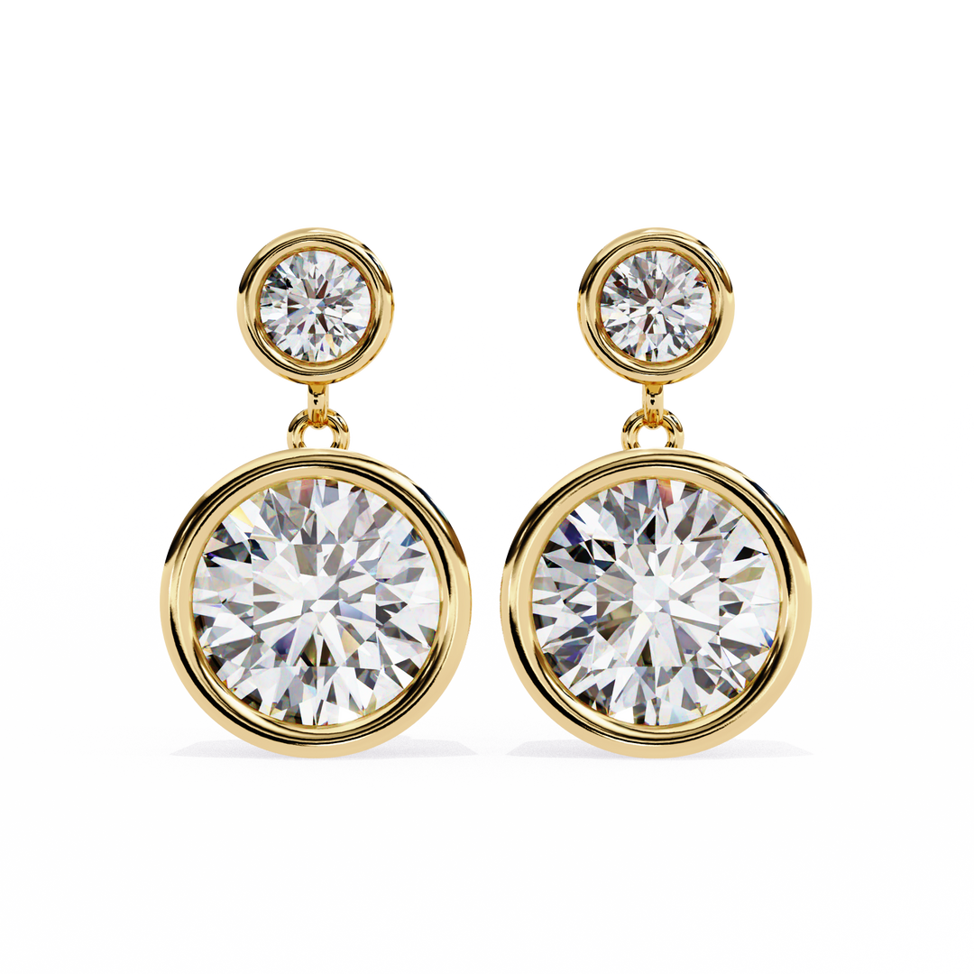 Round diamond dangle drop earrings