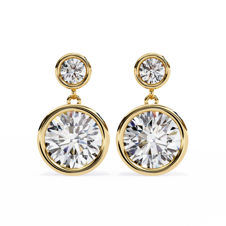 Round diamond dangle drop earrings