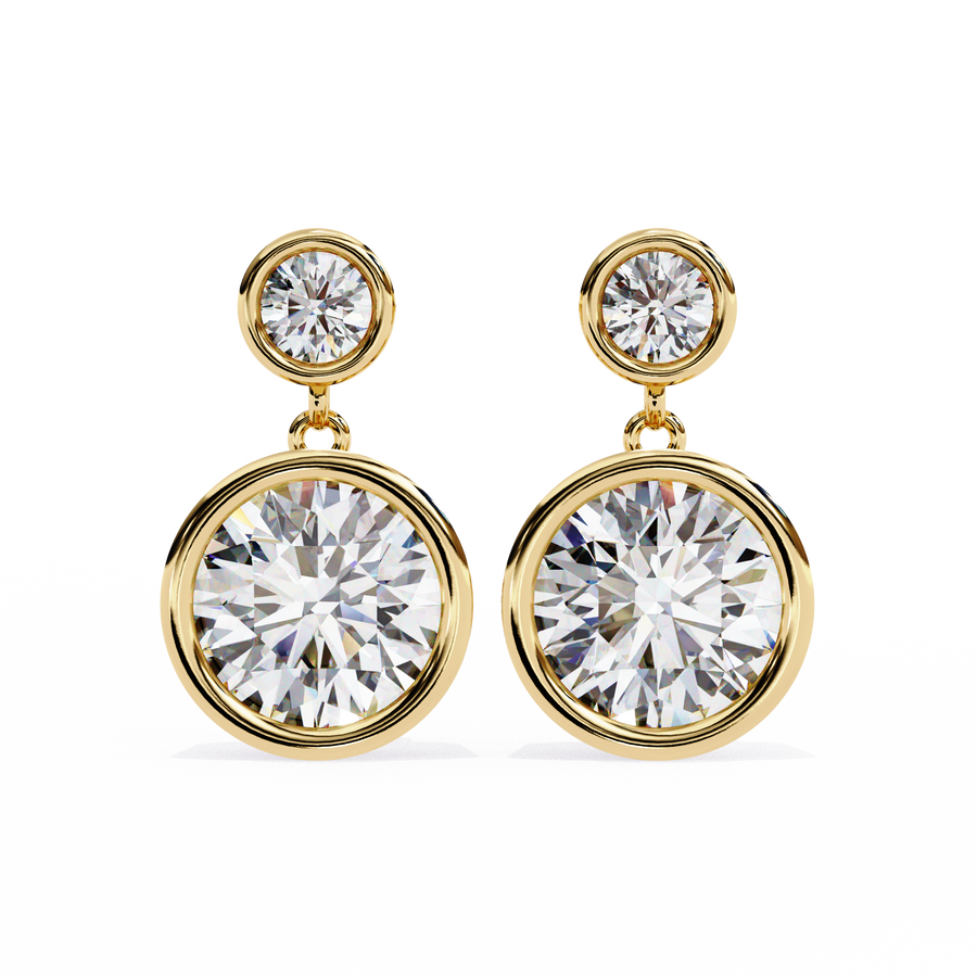 Round diamond dangle drop earrings