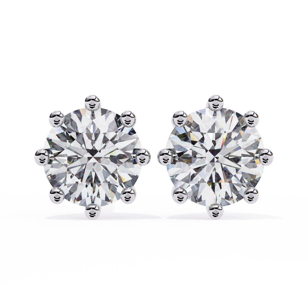Round lab grown diamond stud earrings