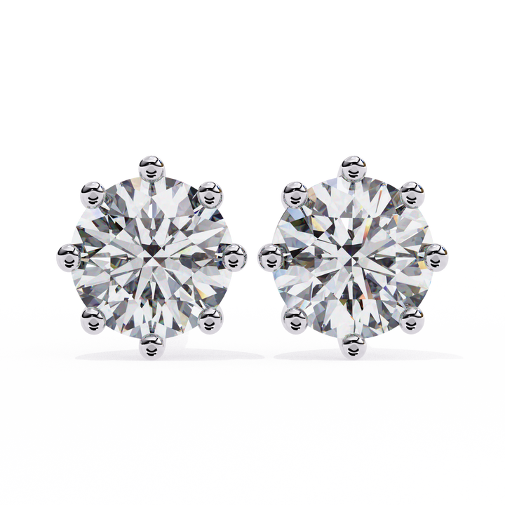 Round diamond studs earrings