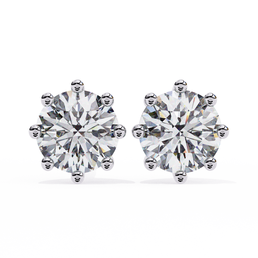 Round diamond studs earrings