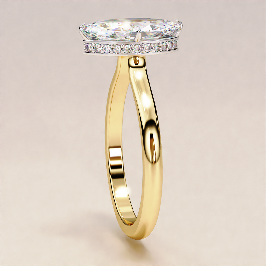 marquise solitaire ring | 14k rose gold diamond | bridal ring set

