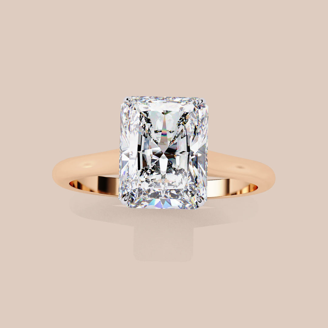 Genuine Lab Grown Diamond Engagement Ring Solitaire Radiant Diamond Ring Proposal Ring for Her Lab Create Diamond Ring Radiant Shape Diamond