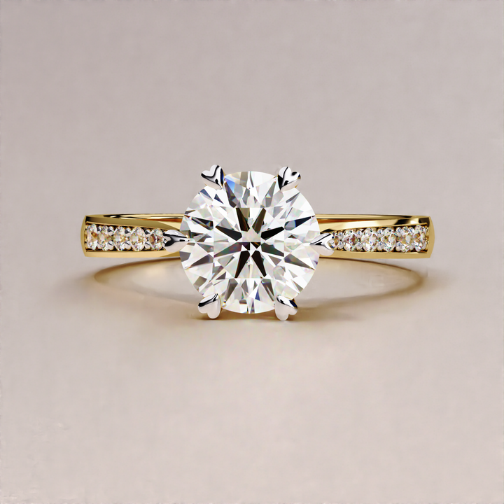 Round Cut Engagement Ring Lab Grown Diamond Gift For Her