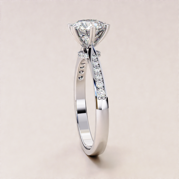 Round Cut Engagement Ring Lab Grown Diamond Gift For Her