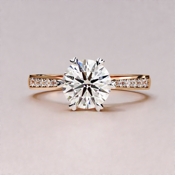 Round Cut Engagement Ring Lab Grown Diamond Gift For Her