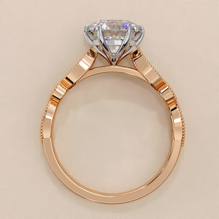 white gold vintage ring | gold engagement ring lab made | elegant lab ring
