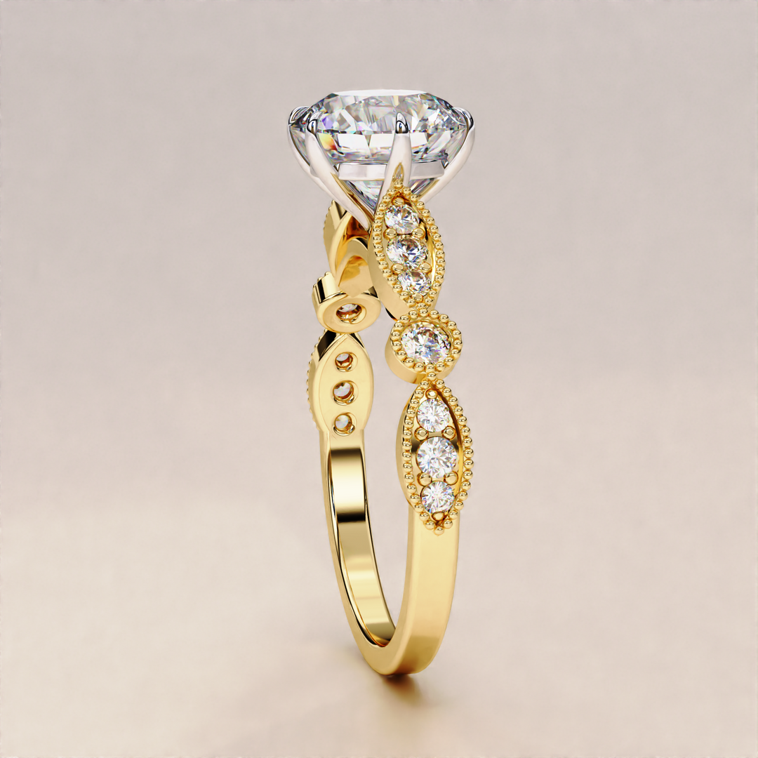 lab round cut stone ring | handcrafted engagement ring | custom diamond ring
