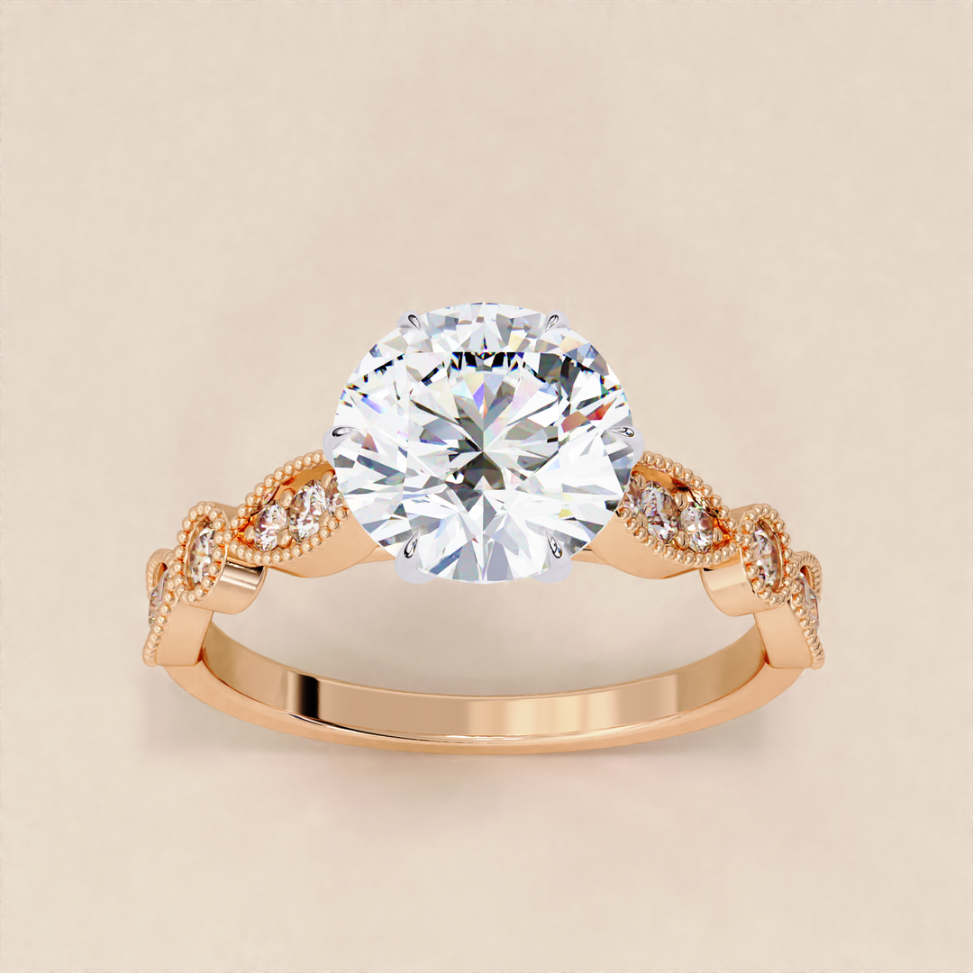 classic solitaire lab ring | oval marquise accent ring | USA made lab ring
