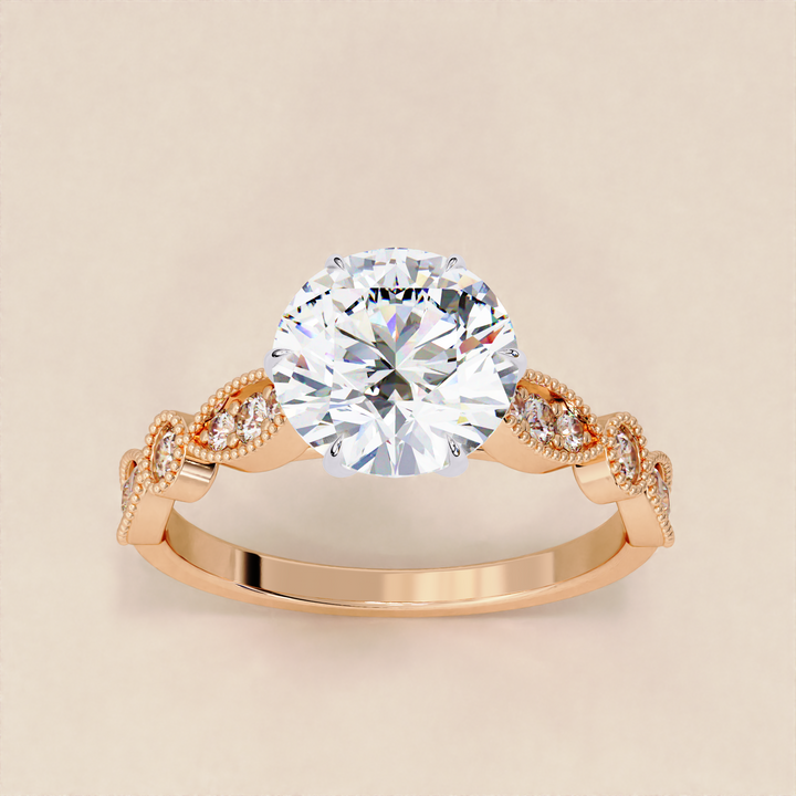 classic solitaire lab ring | oval marquise accent ring | USA made lab ring
