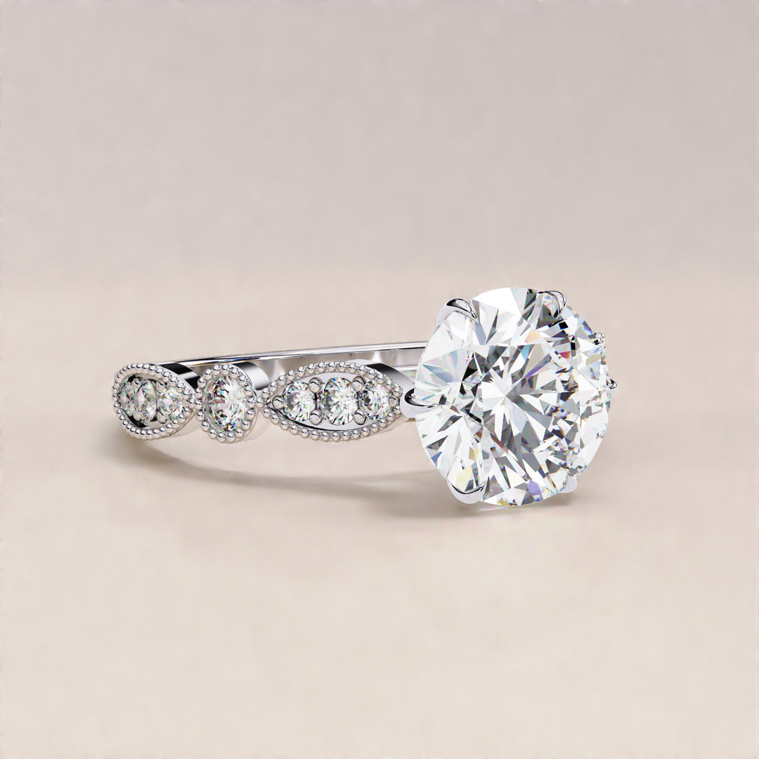Lab grown diamond ring | round cut engagement ring | vintage lab diamond
