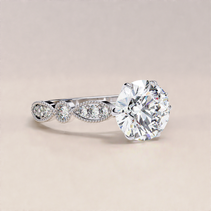 Lab grown diamond ring | round cut engagement ring | vintage lab diamond
