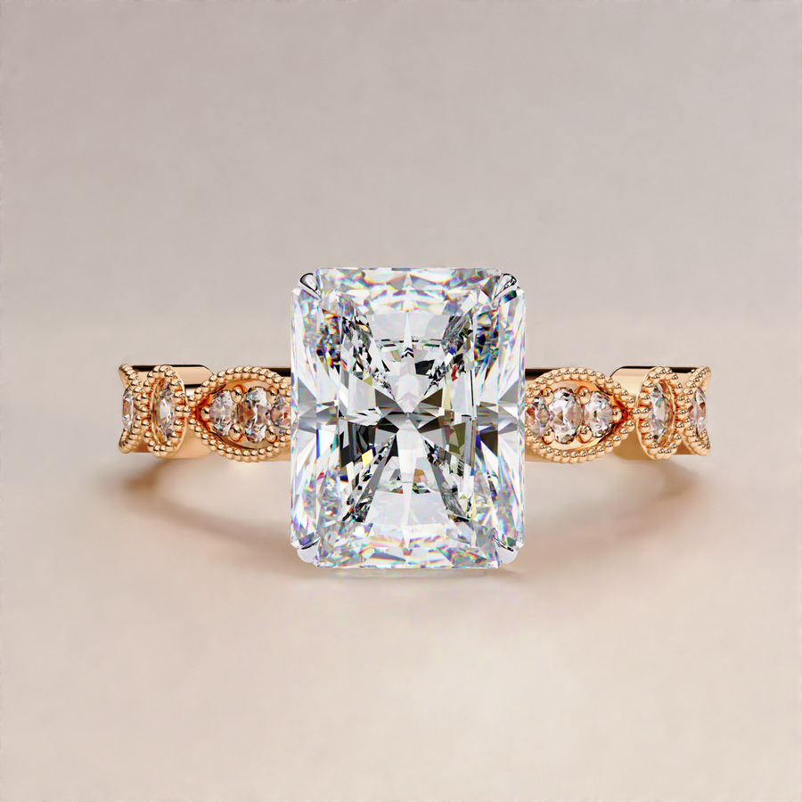radiant cut diamond ring | lab grown radiant diamond | 14K gold engagement ring
