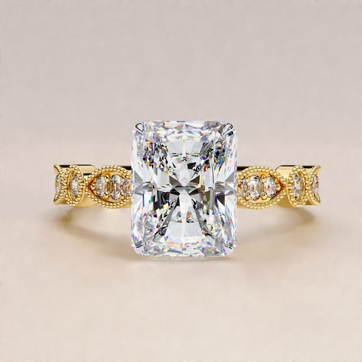 unique radiant ring design | fine lab grown diamond ring | radiant engagement USA
