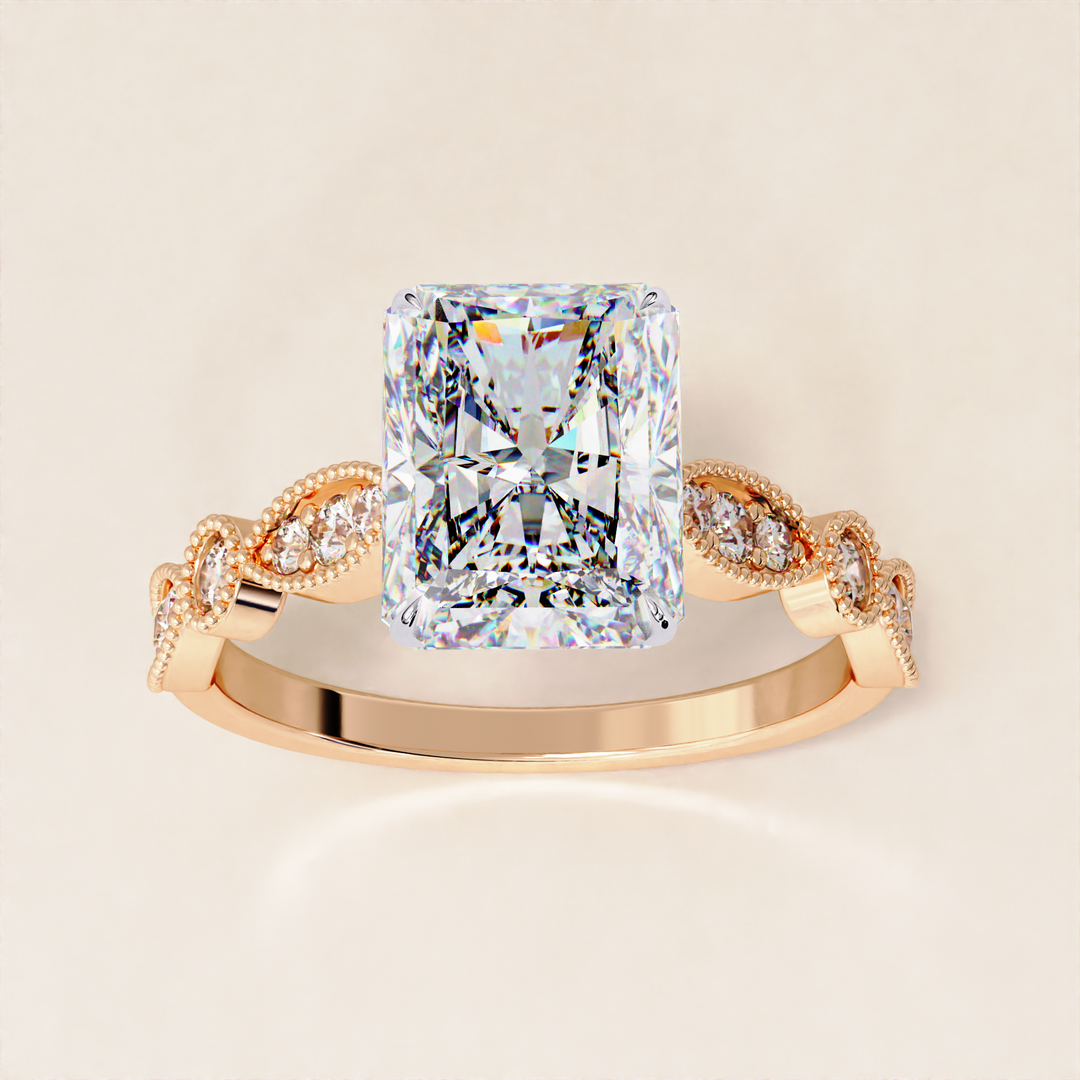 luxury lab diamond ring | radiant cut wedding ring | handcrafted radiant ring
