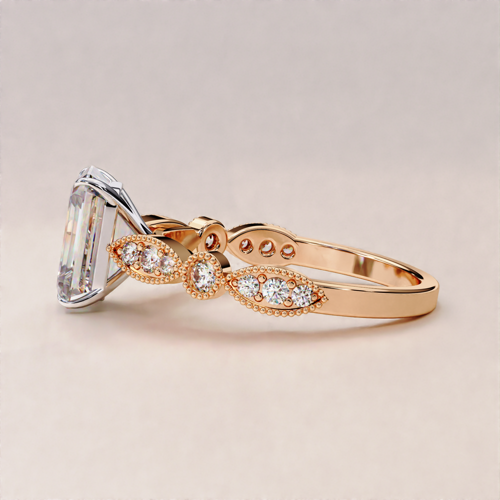 emerald ethical diamond | milgrain emerald ring | emerald solitaire ring
