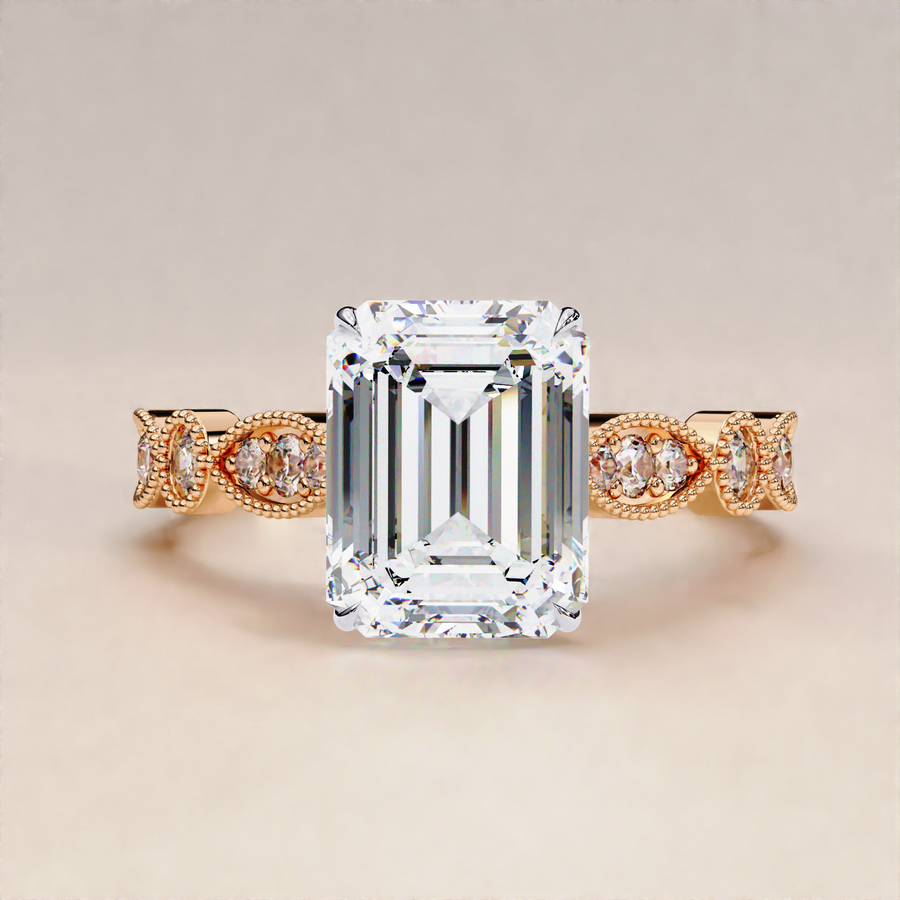 emerald engagement ring gold | lab grown emerald ring | emerald cut band ring
