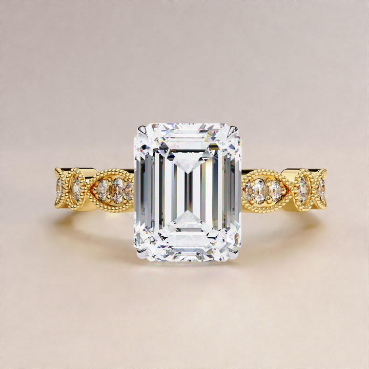 3 carat emerald lab ring | emerald lab diamond setting | classic emerald ring
