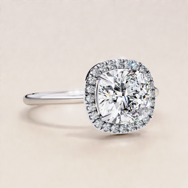 Cushion Cut Lab Grown Diamond Halo Ethical Diamond Ring for Women