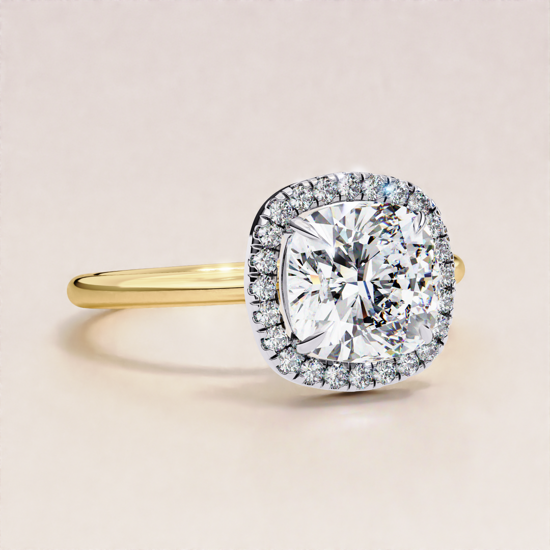 Cushion Cut Lab Grown Diamond Halo Ethical Diamond Ring for Women