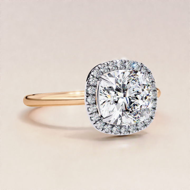 Cushion Cut Lab Grown Diamond Halo Ethical Diamond Ring for Women