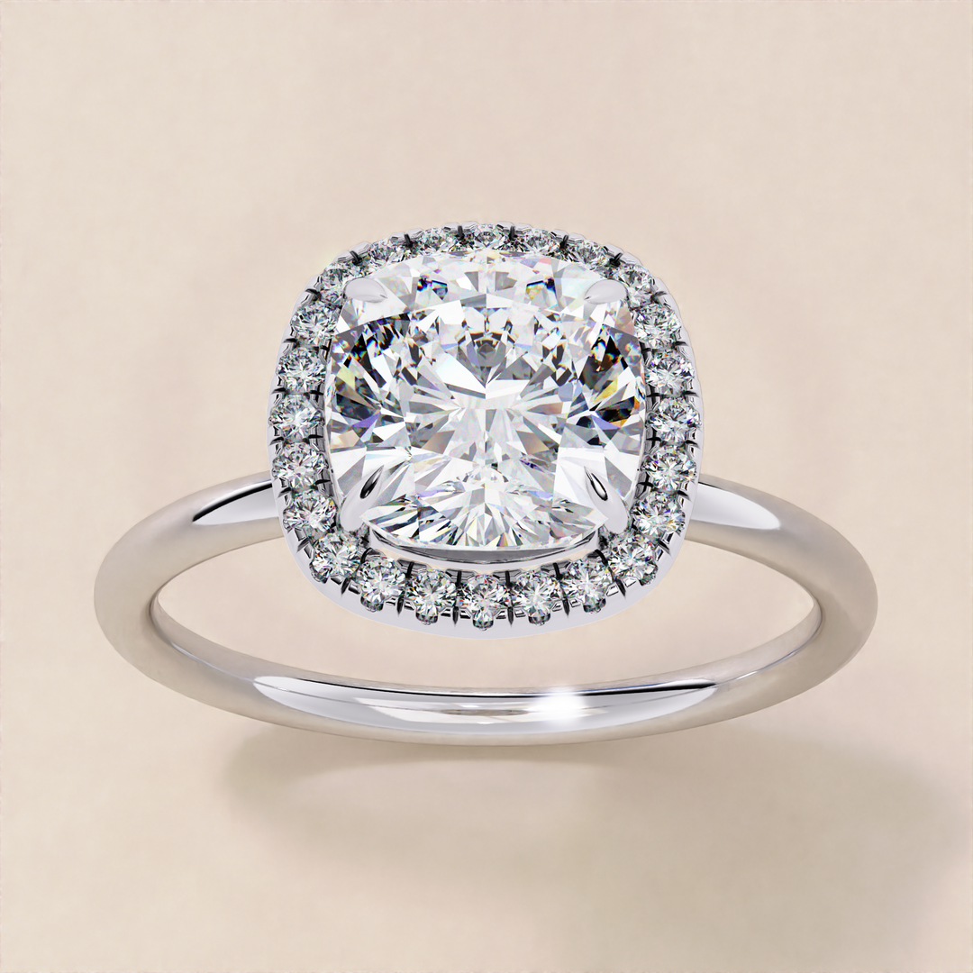 Cushion Cut Lab Grown Diamond Halo Ethical Diamond Ring for Women