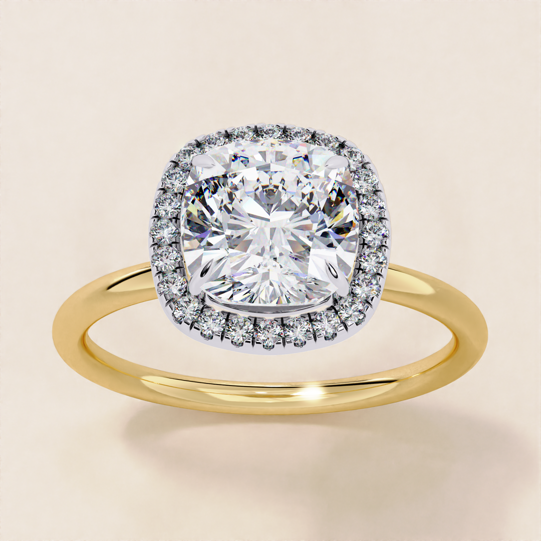 Cushion Cut Lab Grown Diamond Halo Ethical Diamond Ring for Women