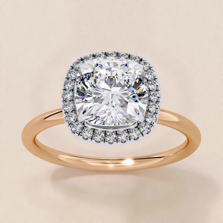 Cushion Cut Lab Grown Diamond Halo Ethical Diamond Ring for Women