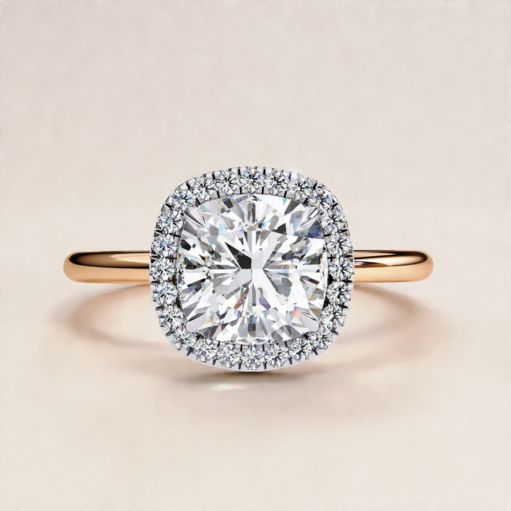 Cushion Cut Lab Grown Diamond Halo Ethical Diamond Ring for Women