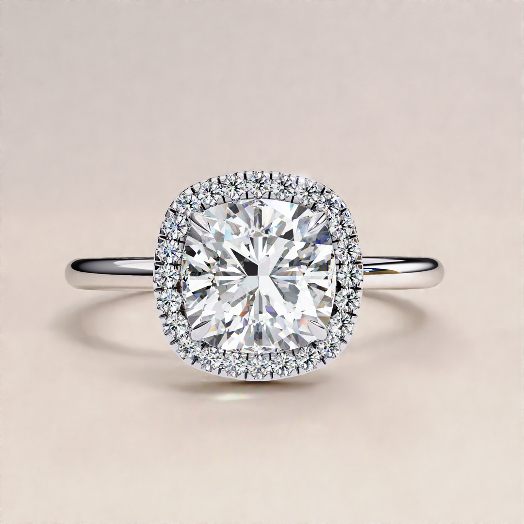 Cushion Cut Lab Grown Diamond Halo Ethical Diamond Ring for Women