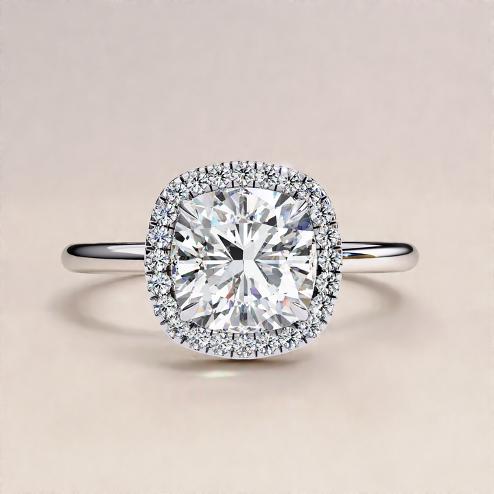 Cushion Cut Lab Grown Diamond Halo Ethical Diamond Ring for Women