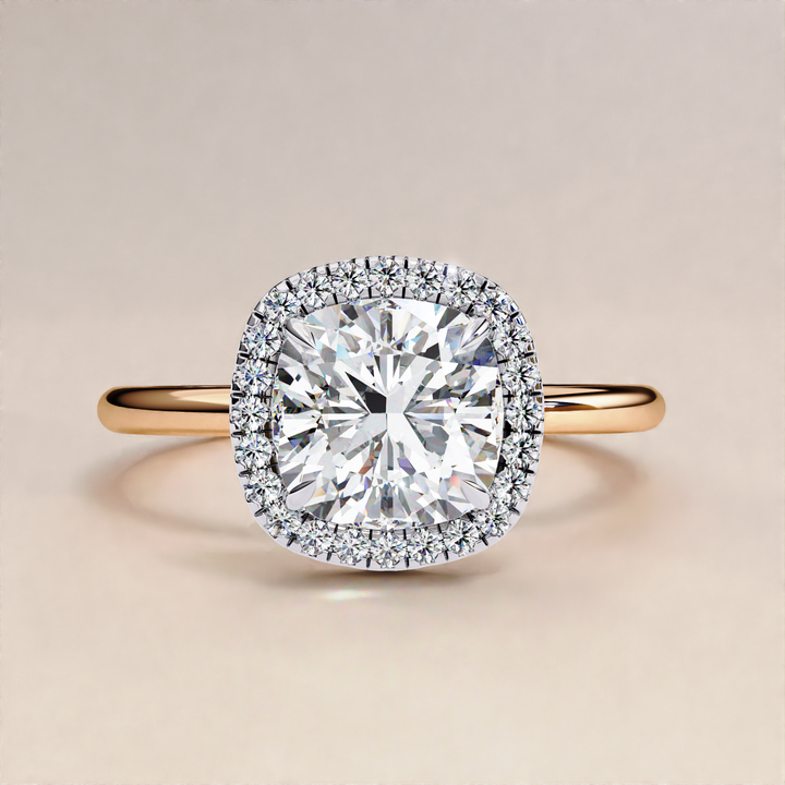 Cushion Cut Lab Grown Diamond Halo Ethical Diamond Ring for Women