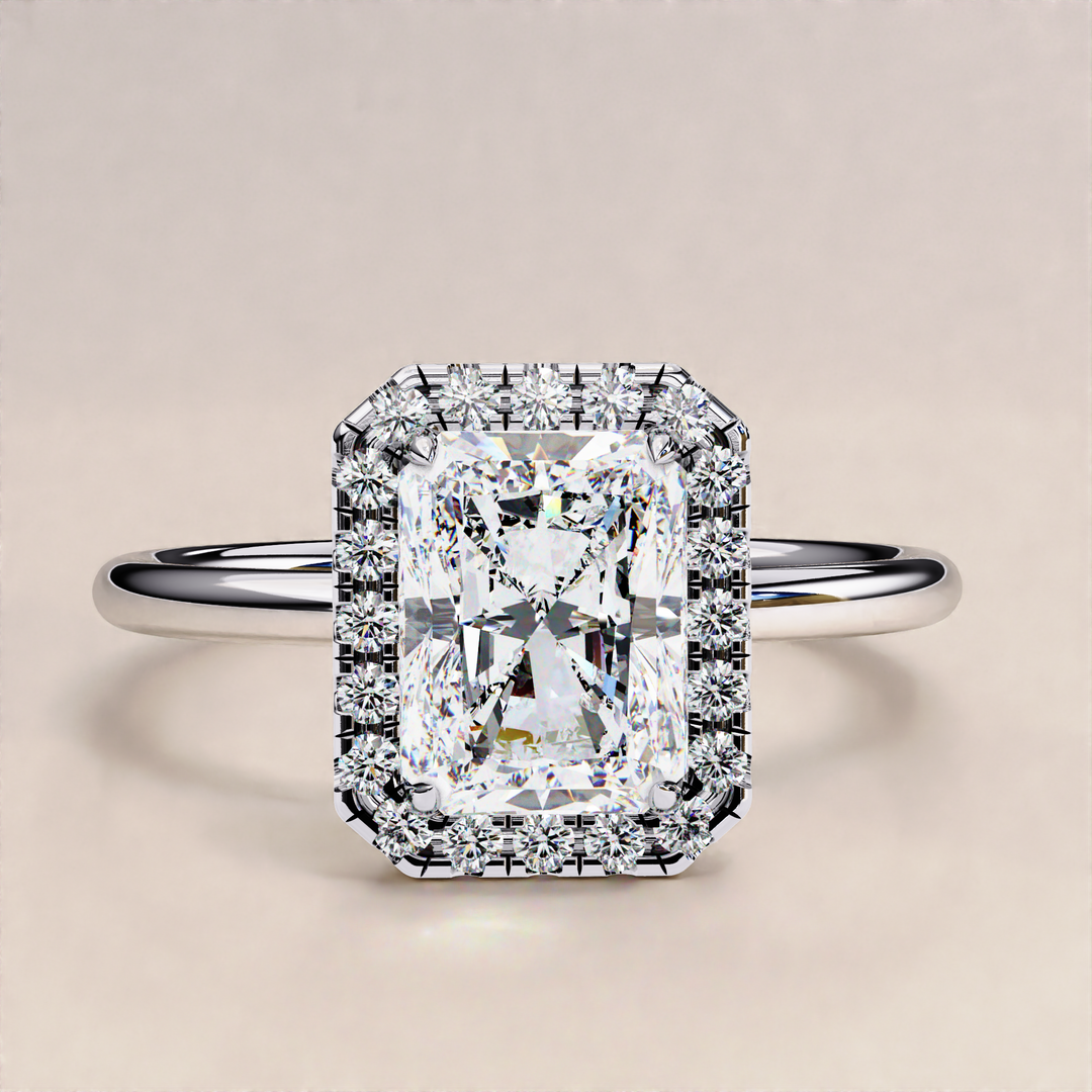 Sparkling Radiant Cut Lab Grown Diamond Halo Ring