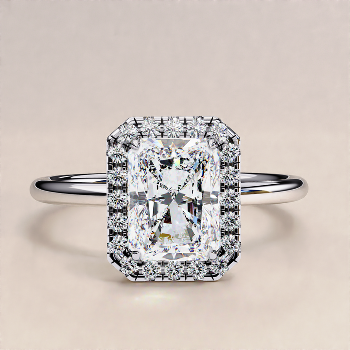 Sparkling Radiant Cut Lab Grown Diamond Halo Ring