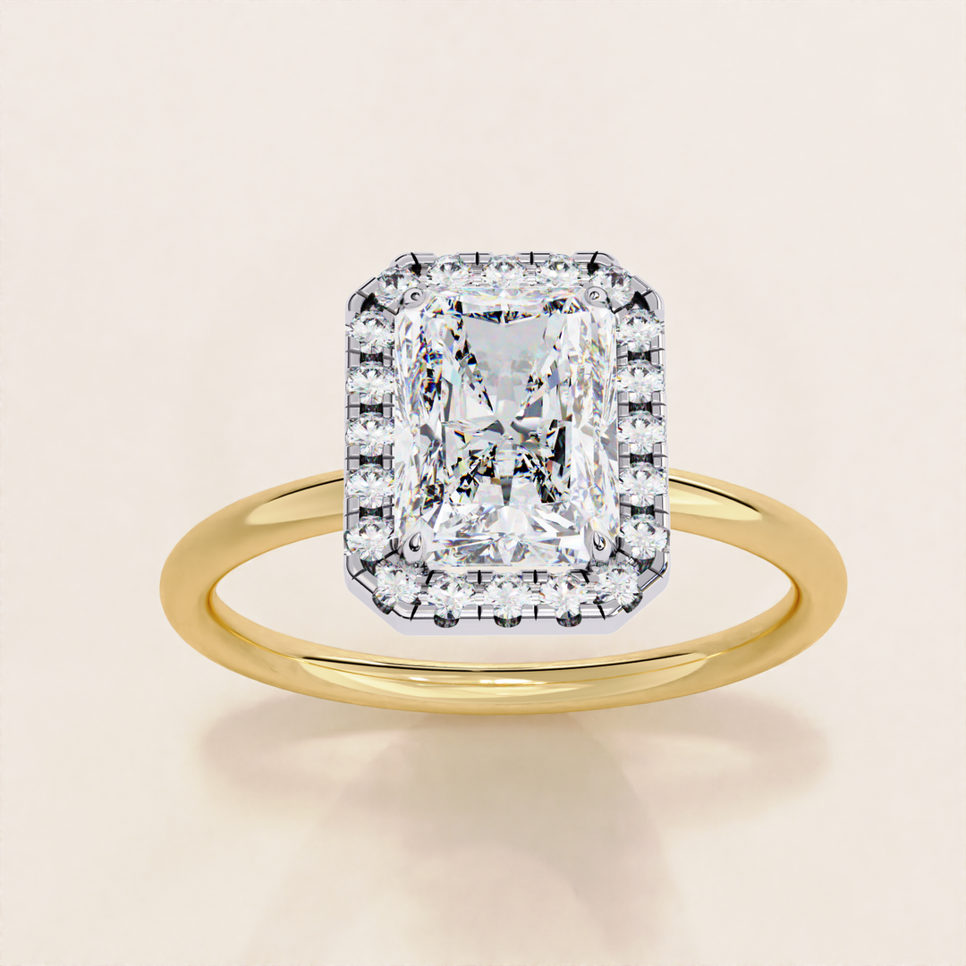 Sparkling Radiant Cut Lab Grown Diamond Halo Ring