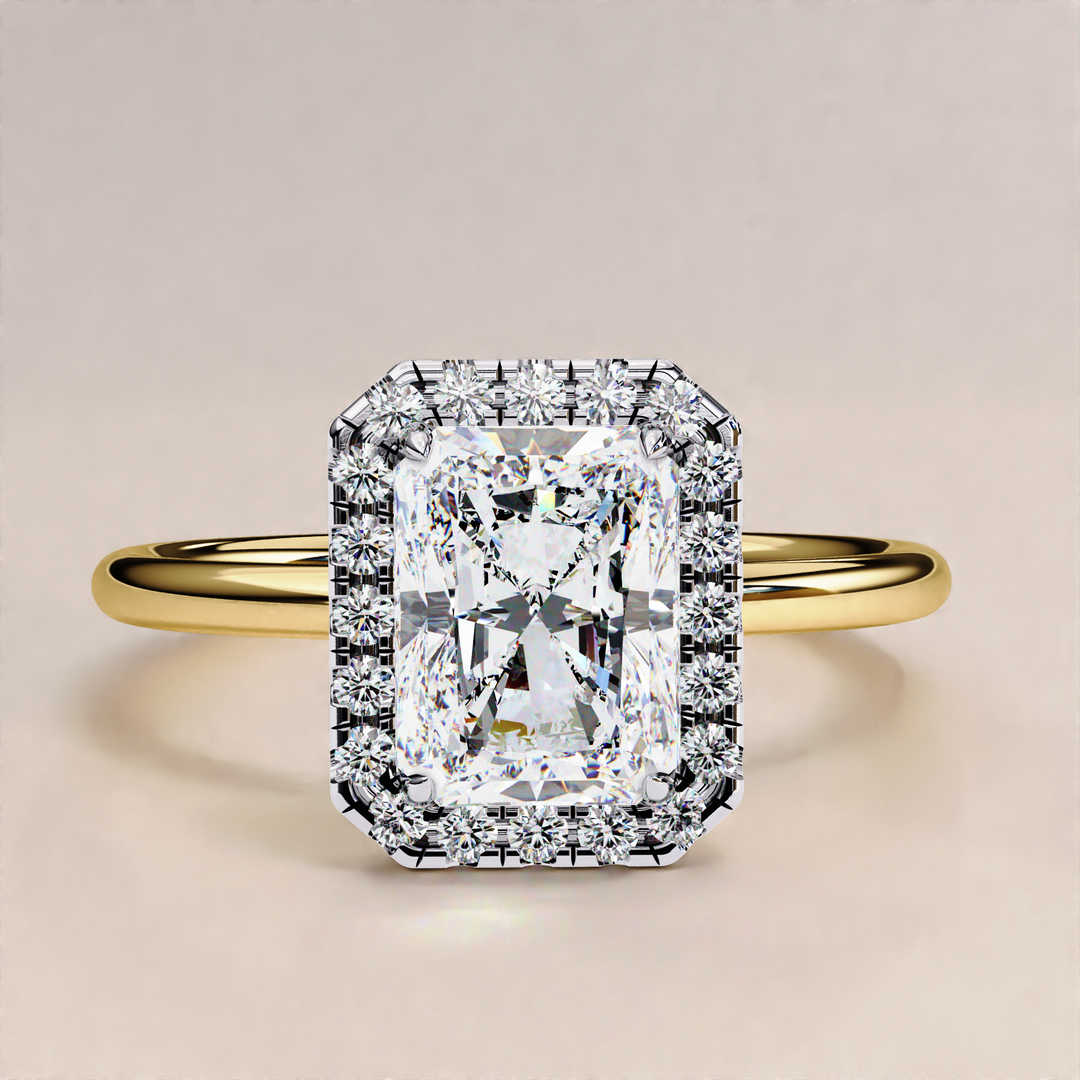 Sparkling Radiant Cut Lab Grown Diamond Halo Ring
