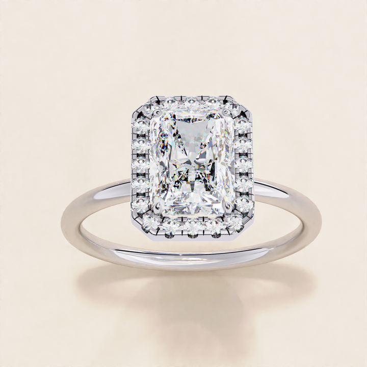 Sparkling Radiant Cut Lab Grown Diamond Halo Ring