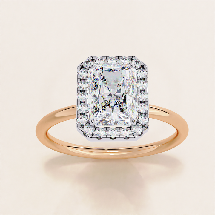 Sparkling Radiant Cut Lab Grown Diamond Halo Ring
