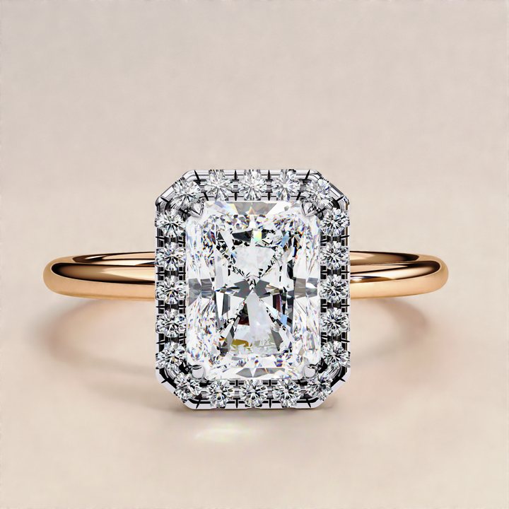 Sparkling Radiant Cut Lab Grown Diamond Halo Ring