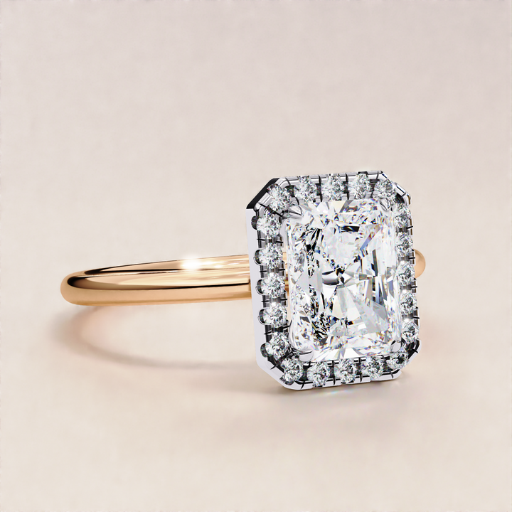 Sparkling Radiant Cut Lab Grown Diamond Halo Ring