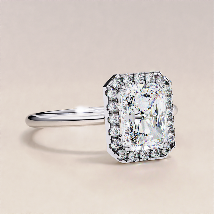 Sparkling Radiant Cut Lab Grown Diamond Halo Ring