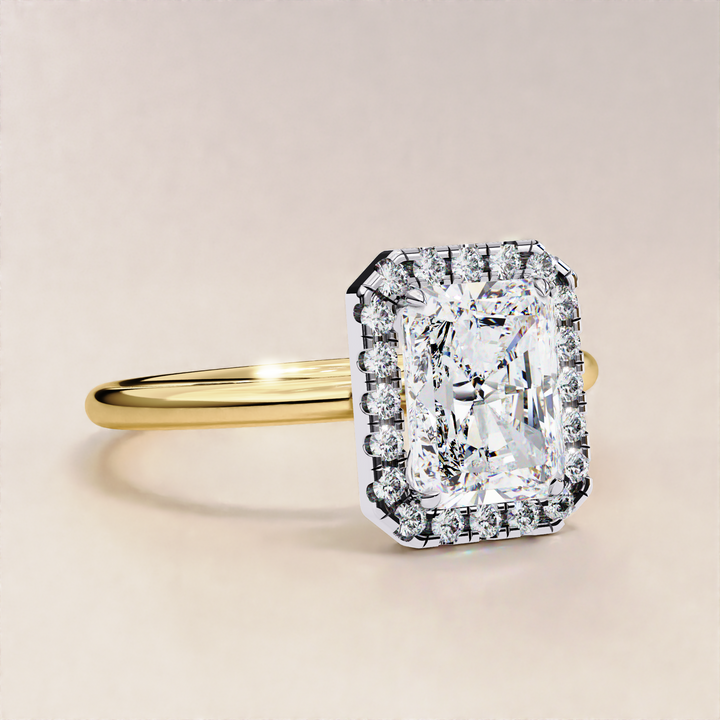 Sparkling Radiant Cut Lab Grown Diamond Halo Ring
