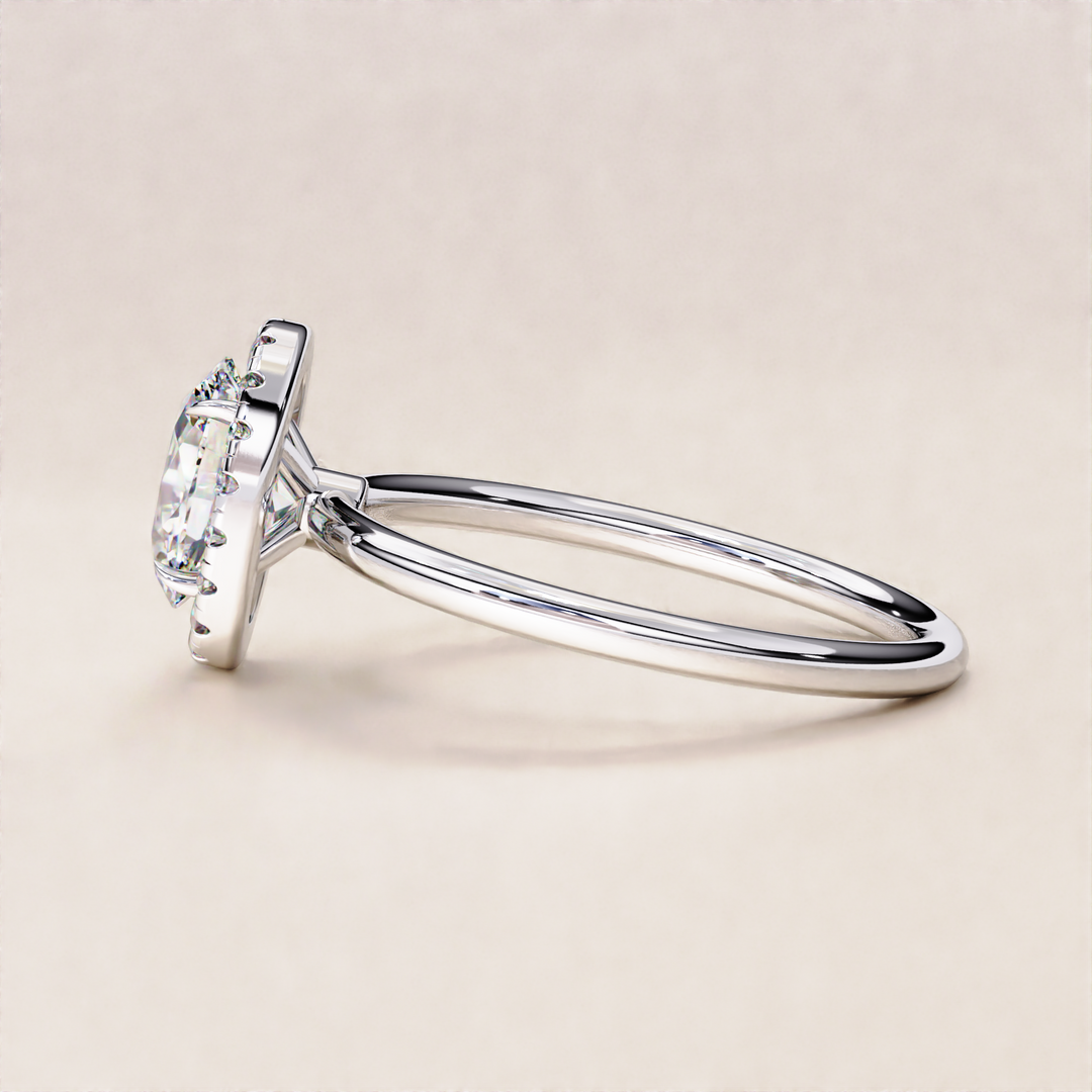 Sparkling Oval Cut Lab Grown Diamond Halo Ring