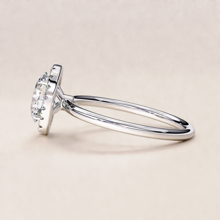 Sparkling Oval Cut Lab Grown Diamond Halo Ring