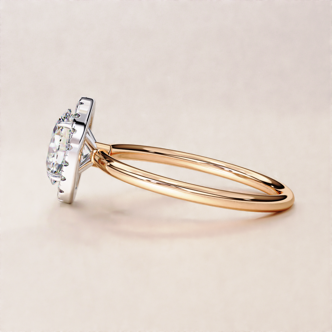 Sparkling Oval Cut Lab Grown Diamond Halo Ring