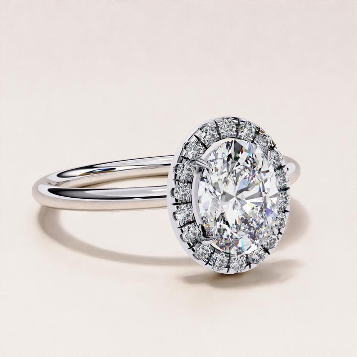 Sparkling Oval Cut Lab Grown Diamond Halo Ring