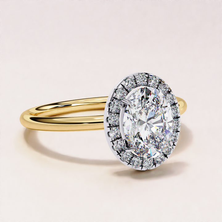 Sparkling Oval Cut Lab Grown Diamond Halo Ring