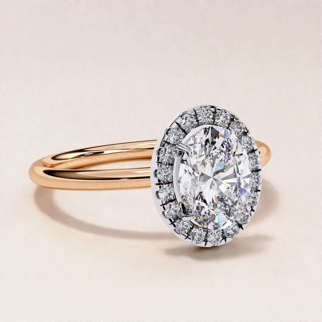 Sparkling Oval Cut Lab Grown Diamond Halo Ring