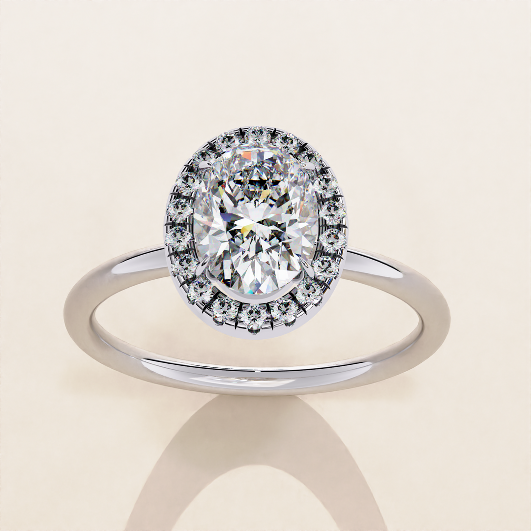 Sparkling Oval Cut Lab Grown Diamond Halo Ring